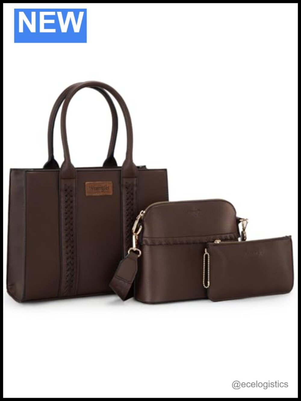 Faux Leather 3-Piece Purse Set with Tote, Crossbody & Wallet